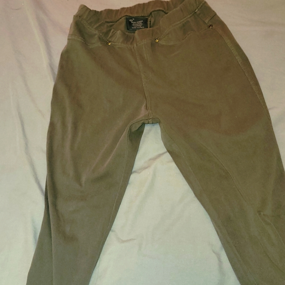 Green denim leggings